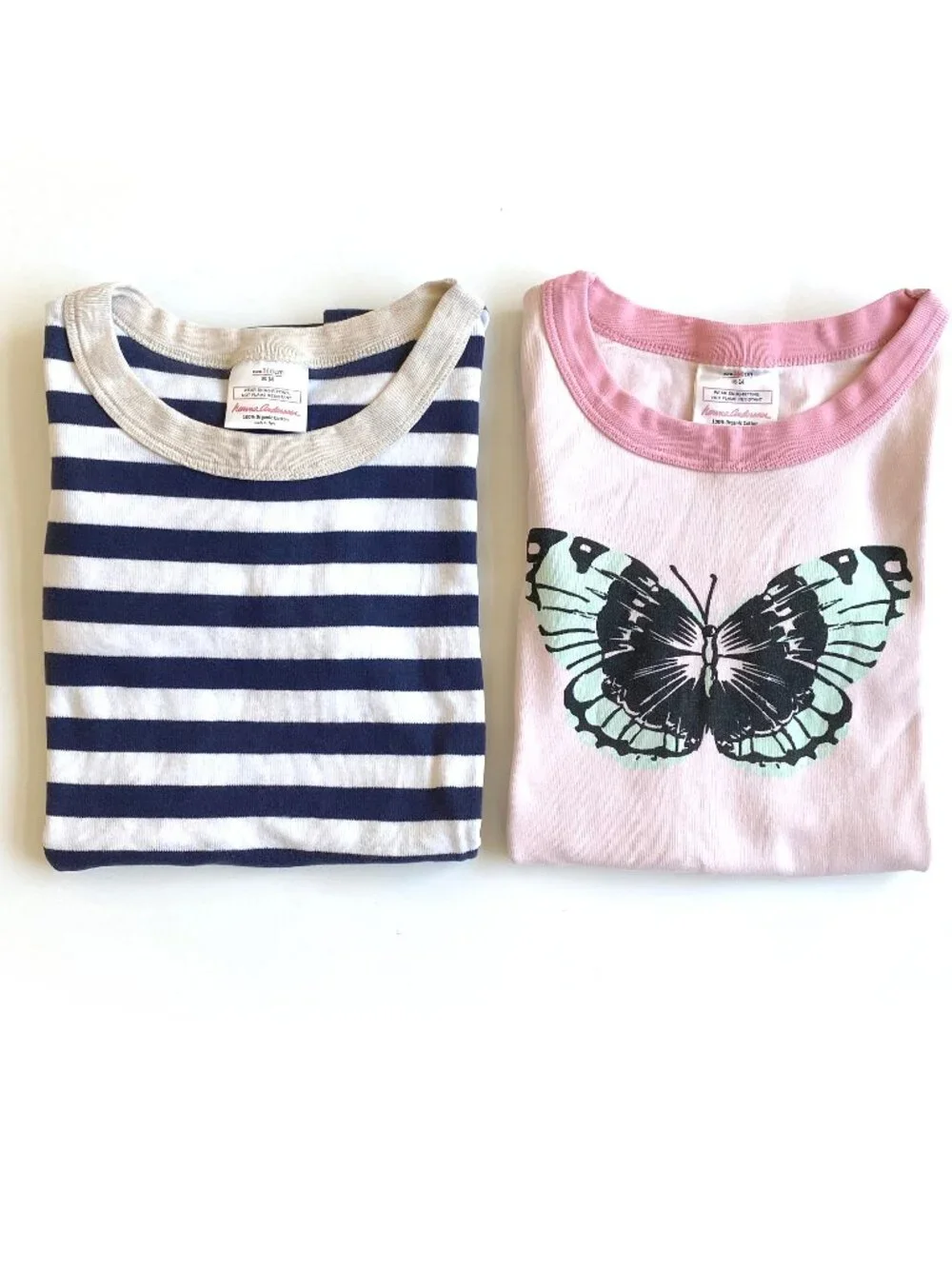 Lot of Two Hanna Andersson Kids Short John Pajama Tops Organic Cotton 14 160